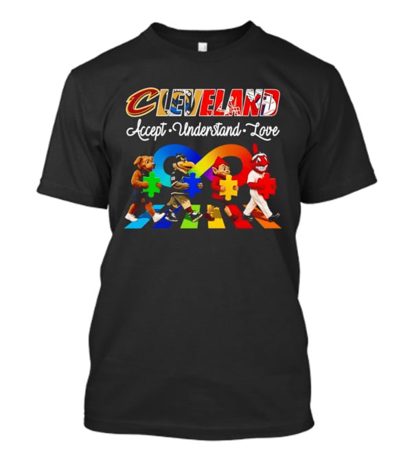 Cleveland Accept Understand Love Infinity Puzzle Characters Crossing Walkway T-Shirt