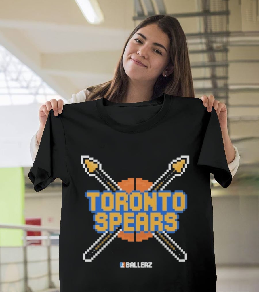 Toronto Spears Ballerz Basketball Pixel Icon Crossed Spears T-Shirt