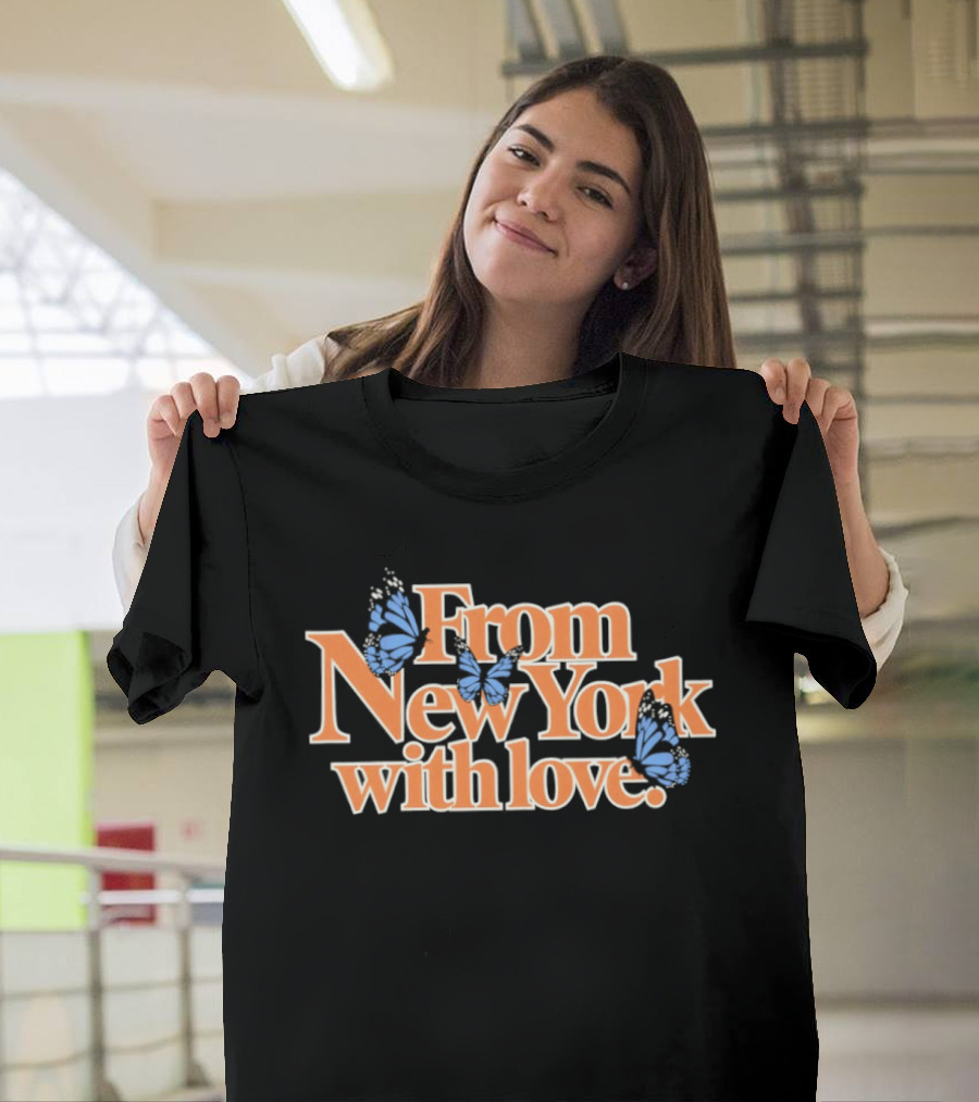 From New York With Love Blue Butterfly T-Shirt