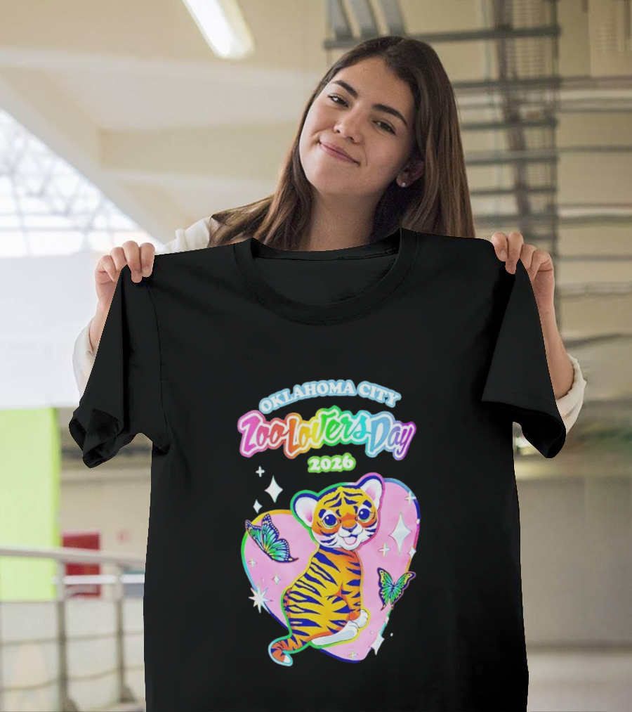 Oklahoma City Zoo Lovers Day 2026 Tiger And Butterflies Hearts T-Shirt