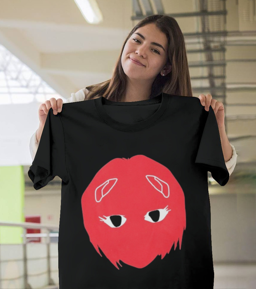 Otaku Desu Mobb Stay At Home Mask Anime Face Red Hair Eyes T-Shirt