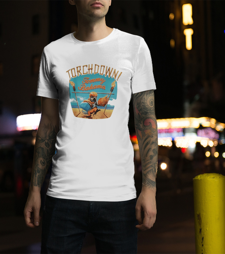 TORCHDOWN Tommy Bahama Parrot Beach Football T-Shirt