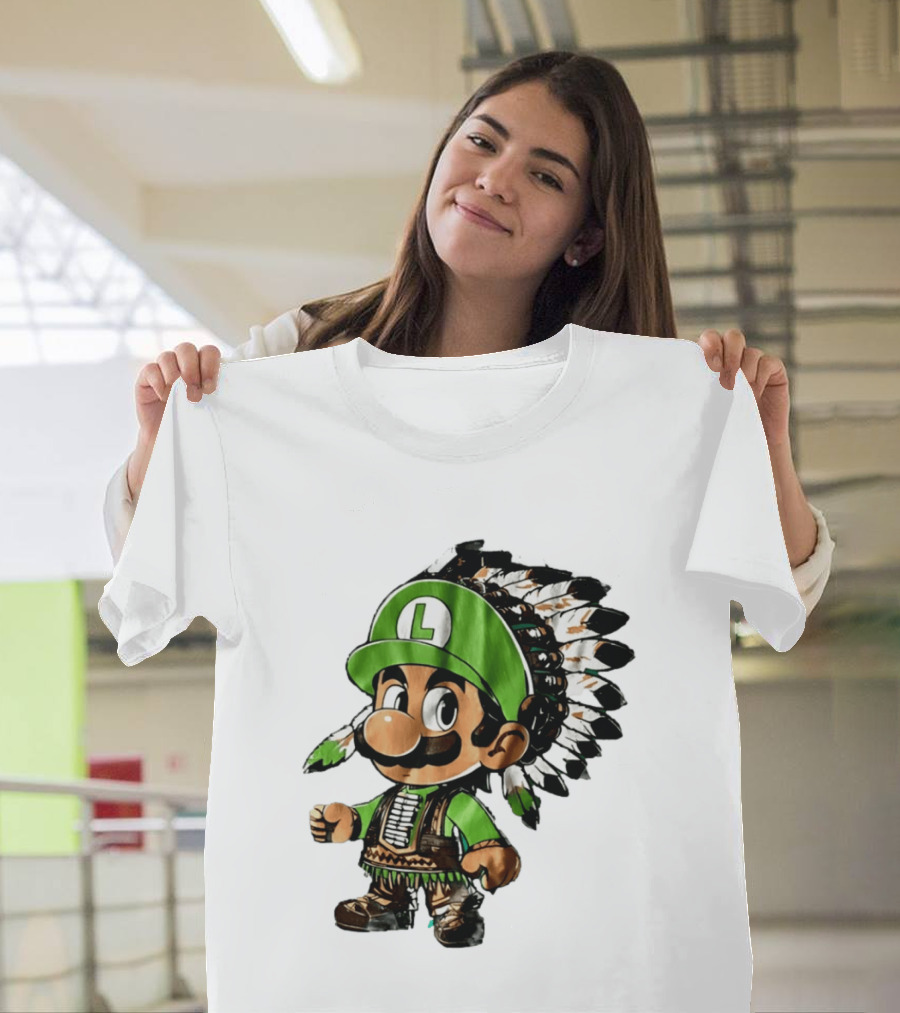 Luigi Green Hat Native American Headdress T-Shirt