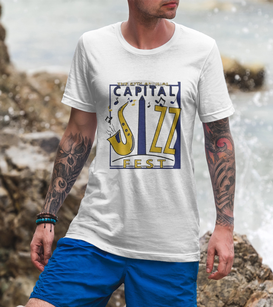 67th Annual Capital Jazz Fest Washington DC Saxophone Music Notes Monuments T-Shirt