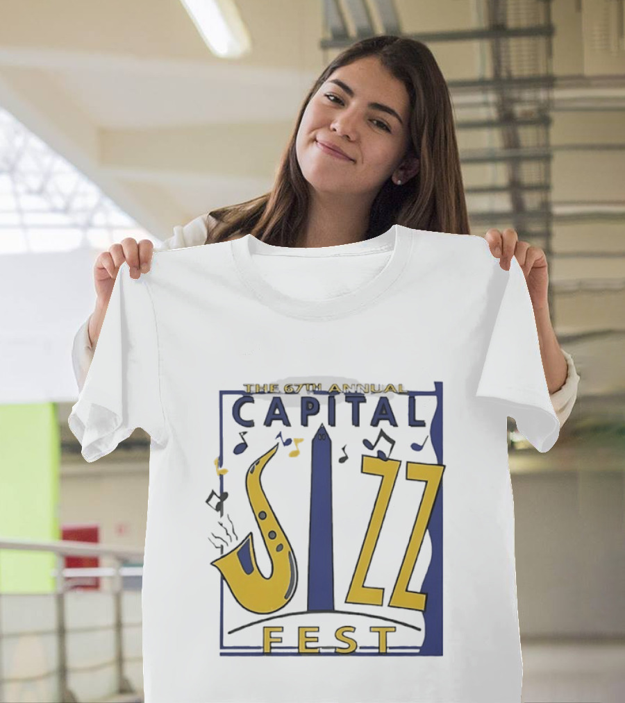 67th Annual Capital Jazz Fest Washington DC Saxophone Music Notes Monuments T-Shirt