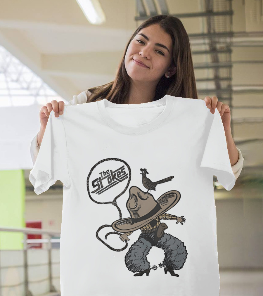 The Strokes Cowboy Hat Bird Lasso Denim Holster Brown Boots T-Shirt