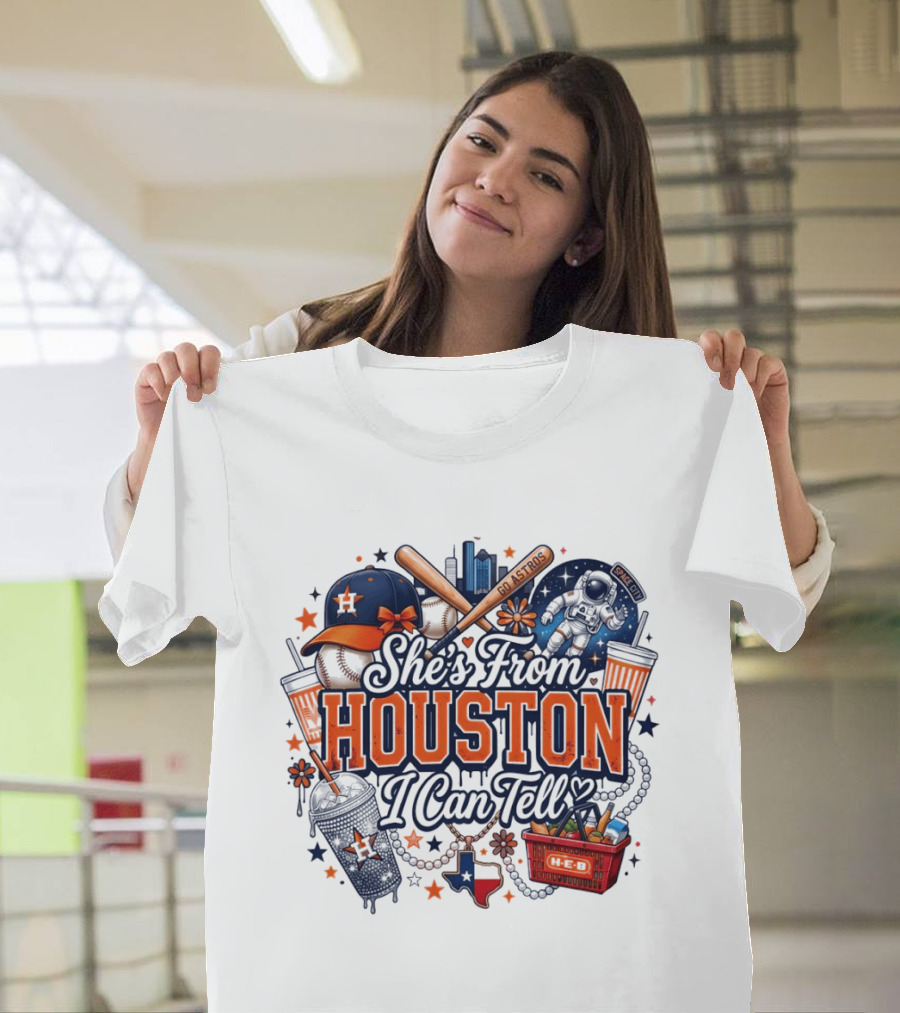 She's From Houston I Can Tell H Town Cowgirl Rodeo Astros Baseball T-Shirt
