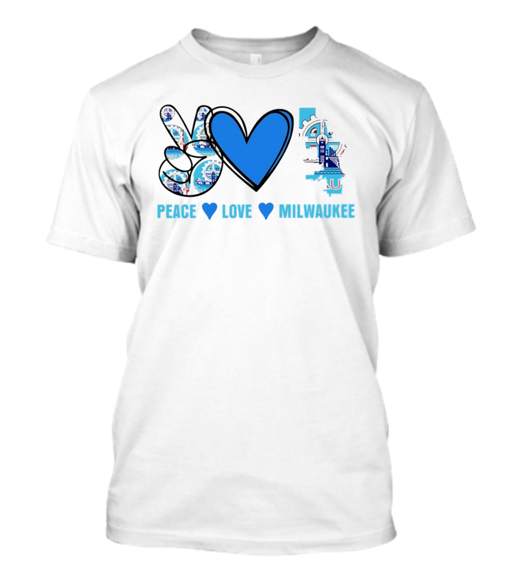 Peace Love Milwaukee Wisconsin City Pride Travel T-Shirt
