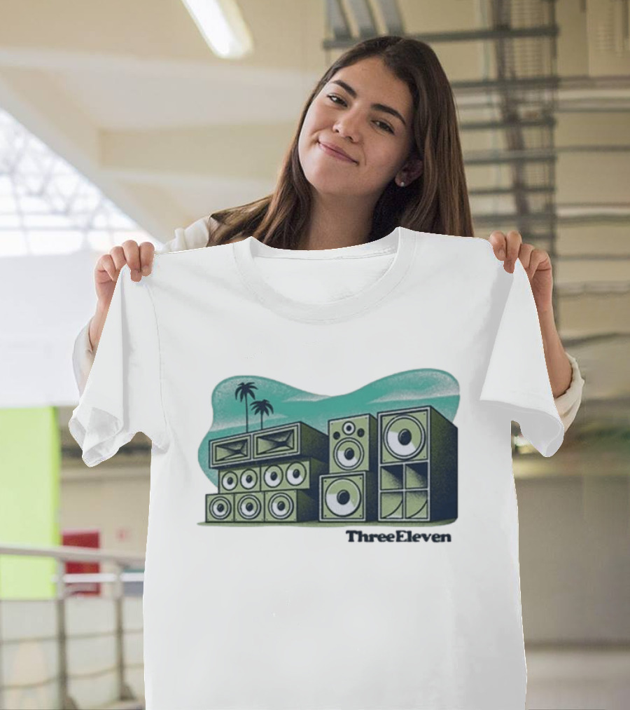 Three Eleven Soundsystem Beach Palm Trees Speaker Stacks T-Shirt