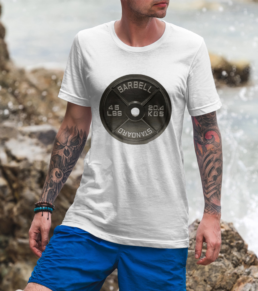 Barbell Standard 45 Lbs 20.4 Kgs Weight Plate Fitness Crossfit T-Shirt