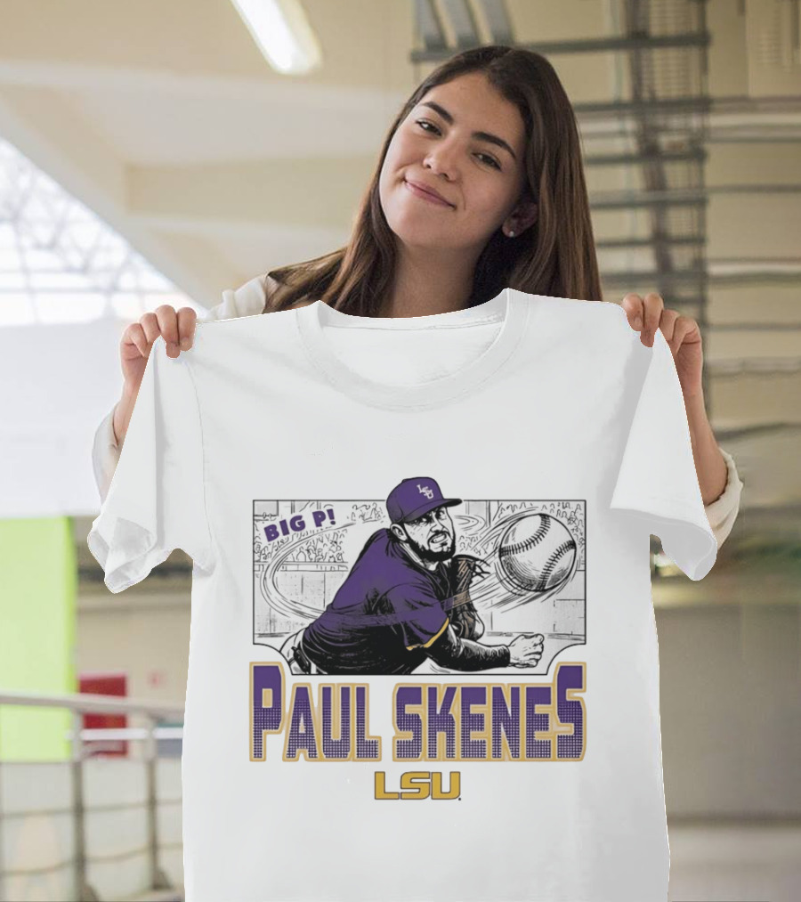 LSU Tigers Paul Skenes Big P Baseball Comic T-Shirt