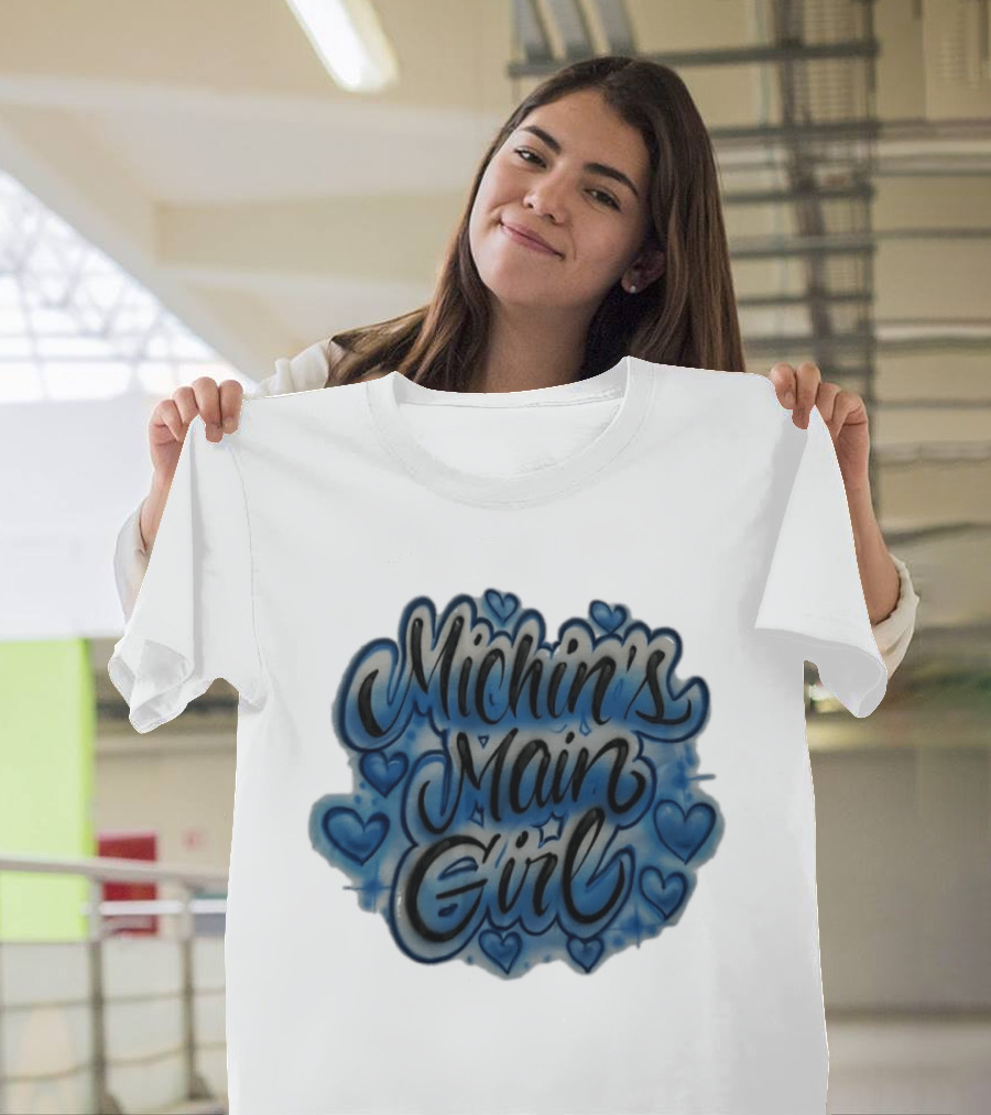 Michin's Main Girl Blue Hearts Airbrush T-Shirt