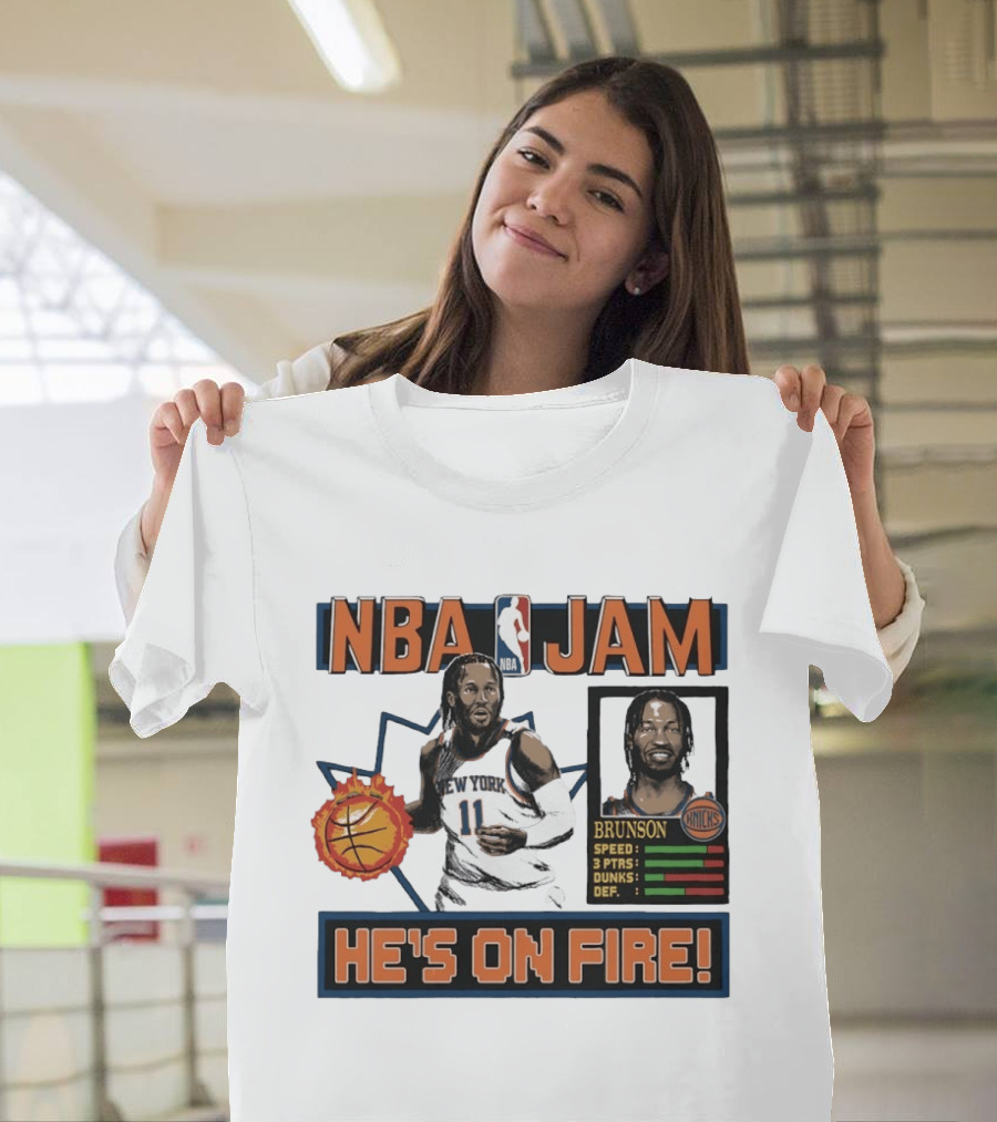 NBA Jam Jalen Brunson New York Knicks He's On Fire T-Shirt