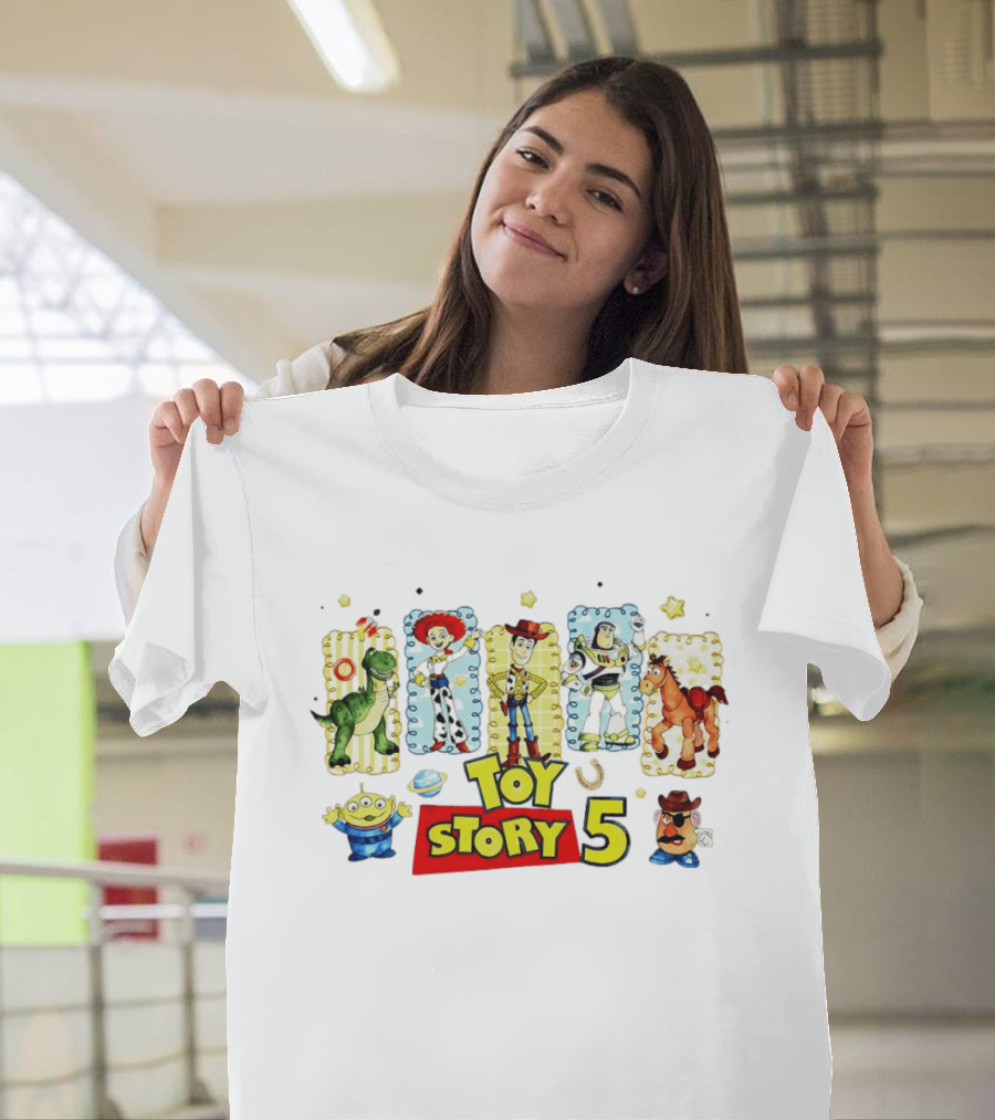 Toy Story 5 Movie Characters Woody Buzz Jesse Rex Bullseye Mr Potato Head T-Shirt