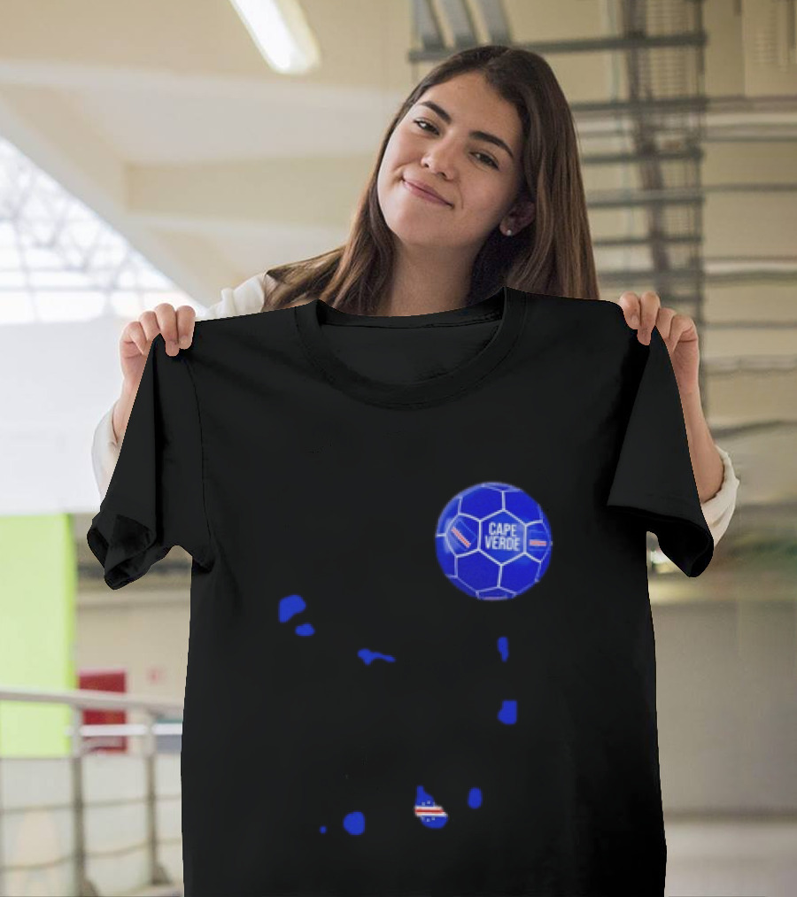 Cape Verde Soccer Pride Blue Football Map T-Shirt
