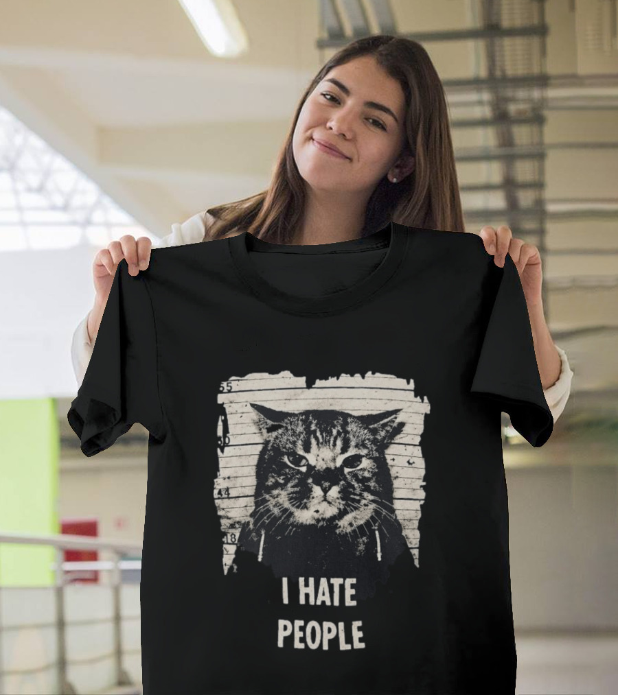 Jeff Satur I Hate People Cat Shot T-Shirt