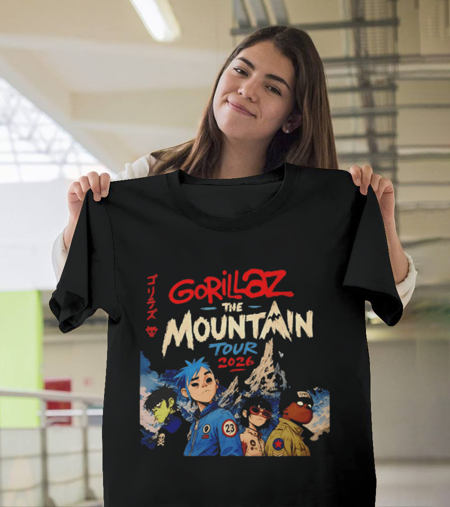 Gorillaz The Mountain Tour 2026 Damon Albarn Animation Characters T-Shirt