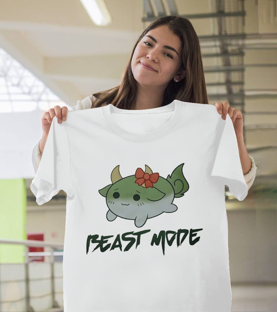 Beast Mode Cute Mythical Creature With Red Bow T-Shirt