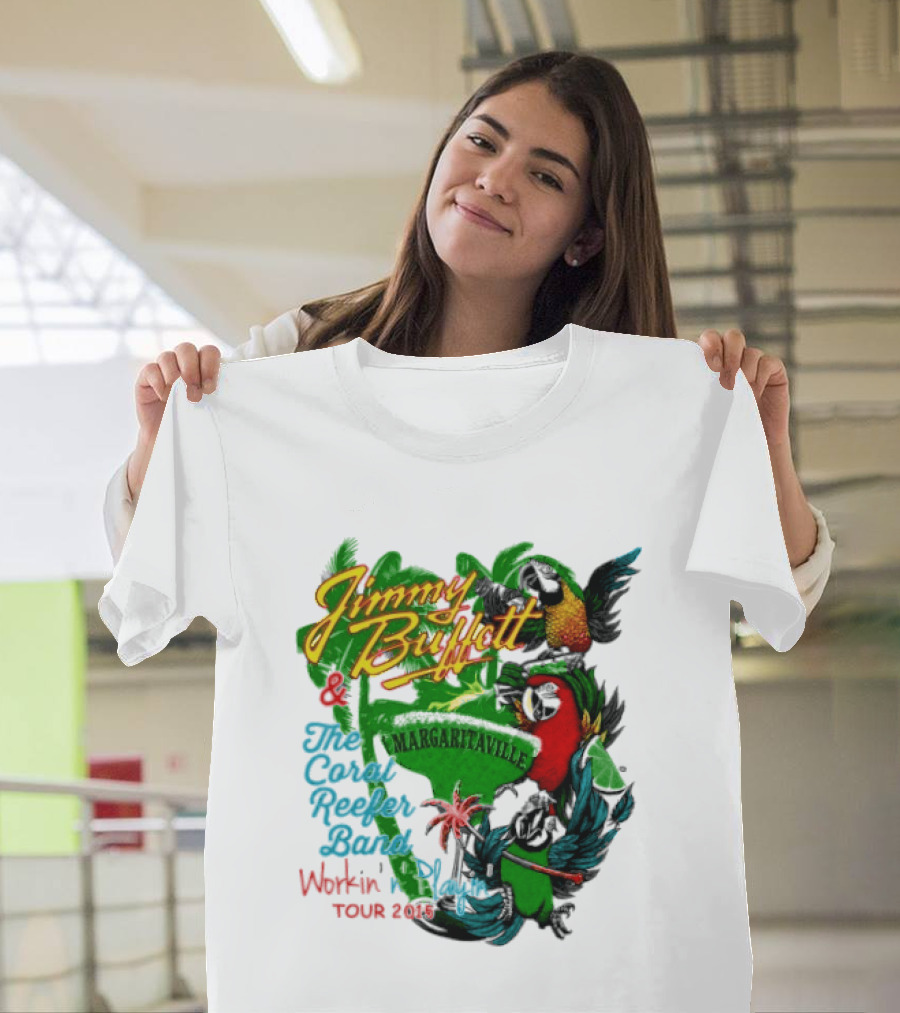 Jimmy Buffett Margaritaville Workin' And Playin' Tour 2015 Coral Reefer Band T-Shirt