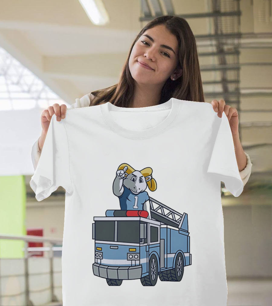 UNC Tar Heels Ram Mascot On Fire Truck Sports Team Merchandise T-Shirt