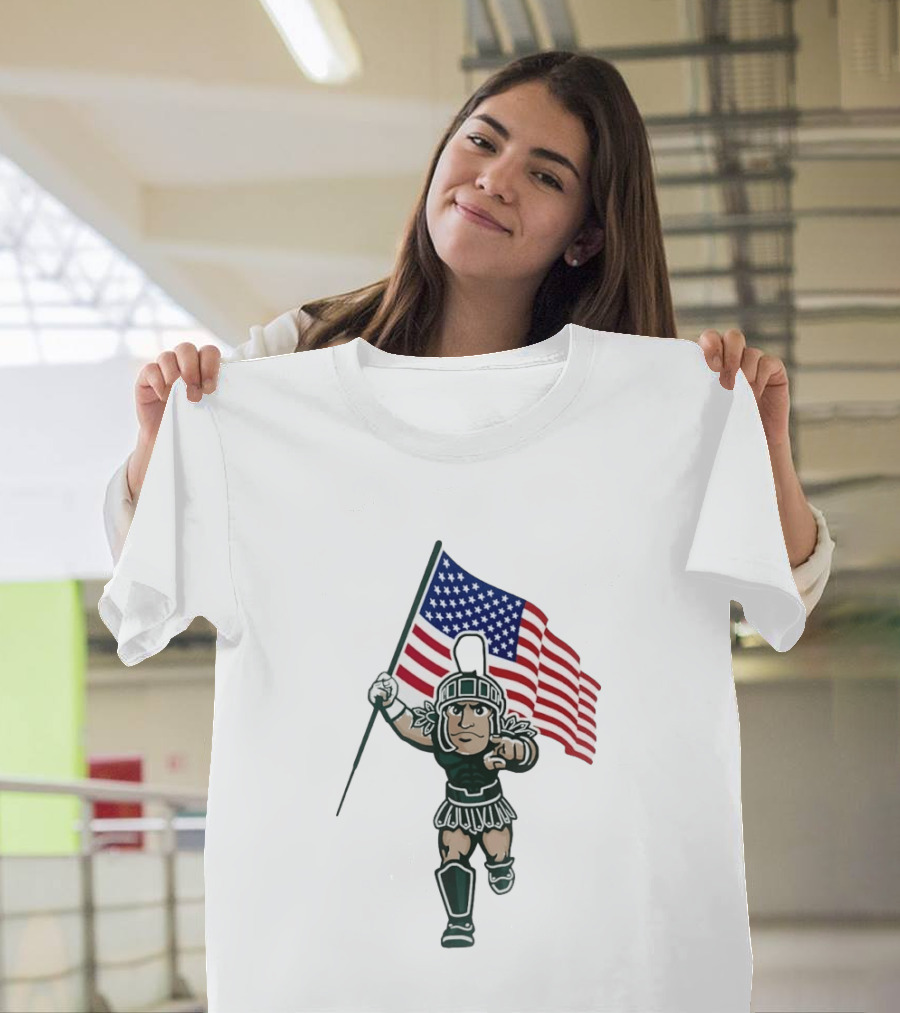 Michigan State Spartans USA Flag T-Shirt