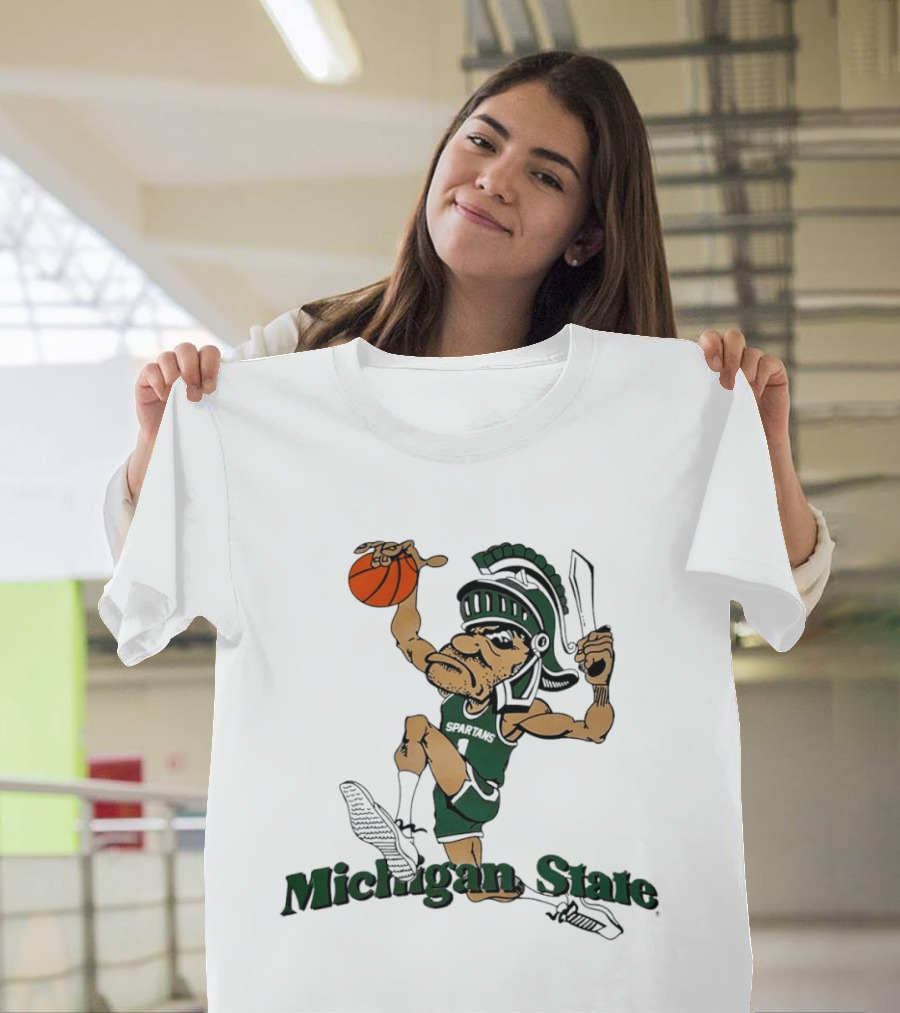 Michigan State Spartans Gruff Sparty Dunking Basketball T-Shirt