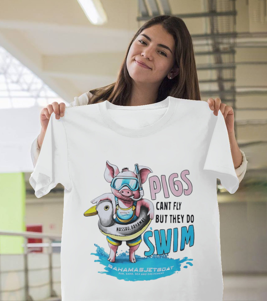 Pigs Fly Nassau Scuba Sand Sea Swim T-Shirt