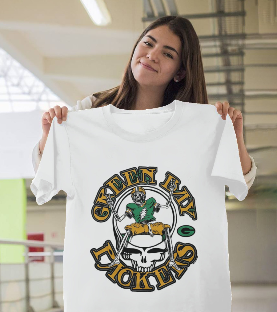 Green Bay Packers Skeleton Grateful Dead Collaboration T-Shirt