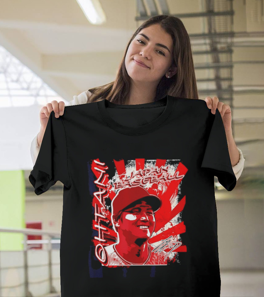 Japan Baseball Shohei Ohtani MLB International Red White Sunburst T-Shirt