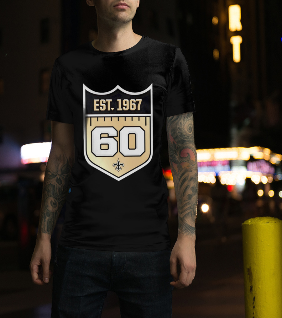 New Orleans Saints 60th Anniversary Est 1967 Fleur De Lis NFL Celebration T-Shirt