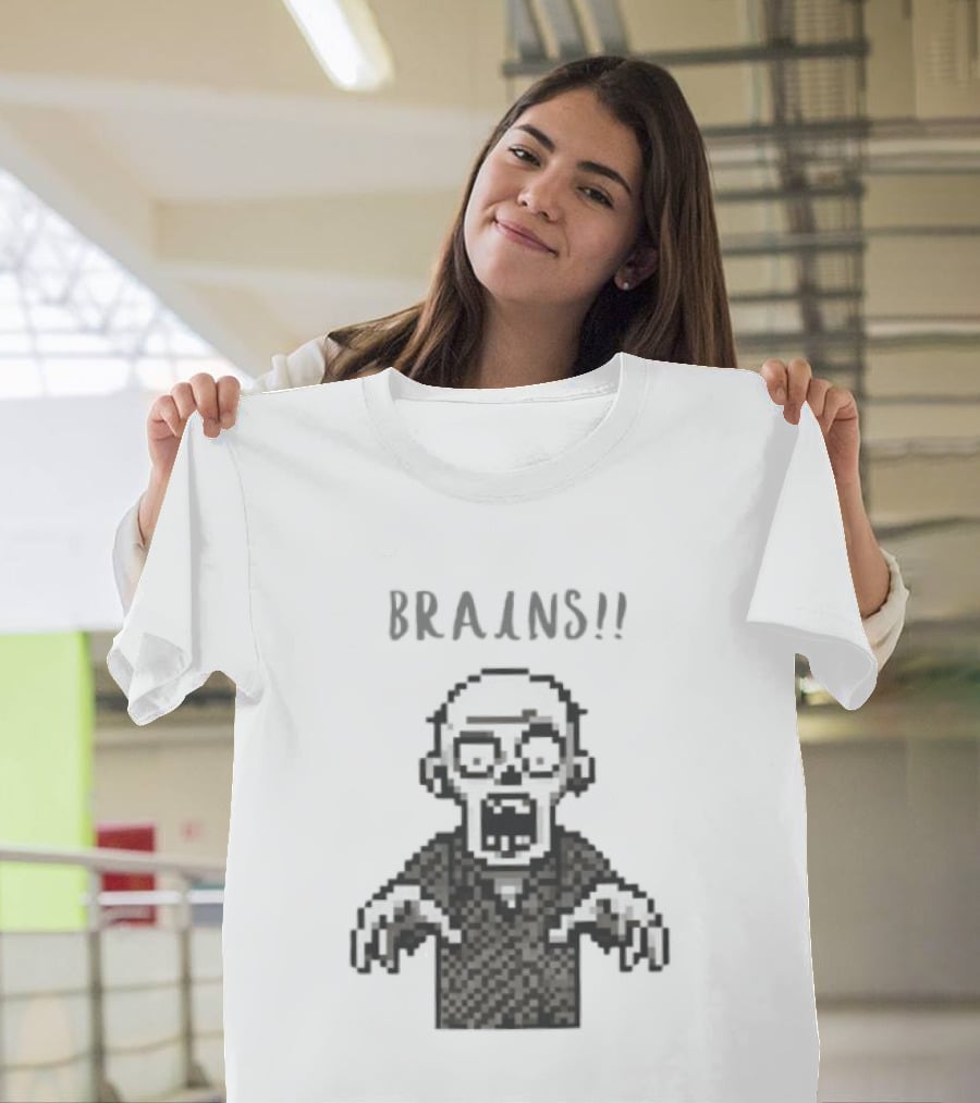 8 Bit Brains Pixel Zombie Undead Horror T-Shirt