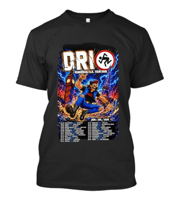 DRI European UK Tour 2026 Dirty Rotten Imbeciles Iconic Punk Artwork London Paris Venues Dates T-Shirt