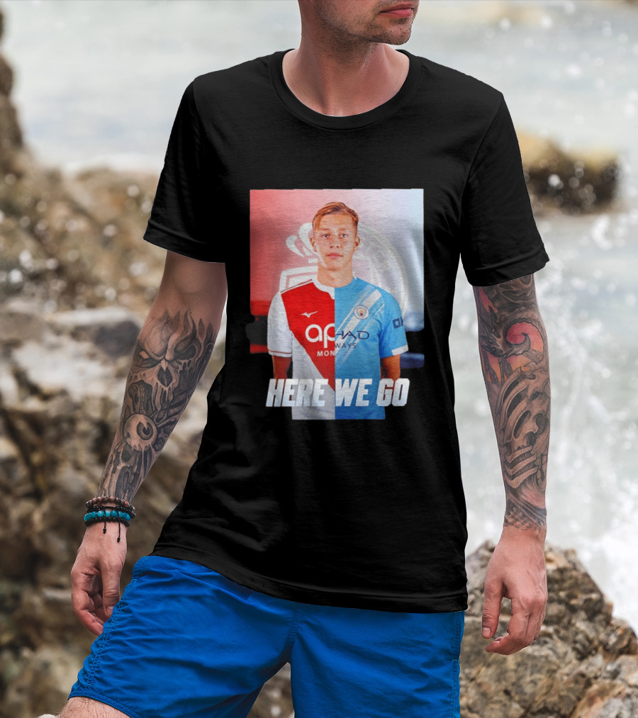 Mathys Detourbet Manchester City AS Monaco Transfer Here We Go T-Shirt