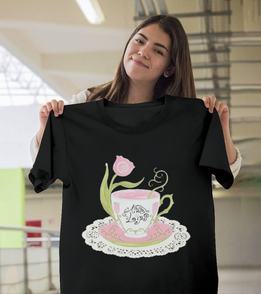 The Two Lips Teacup Floral Saucer Lace Doily T-Shirt