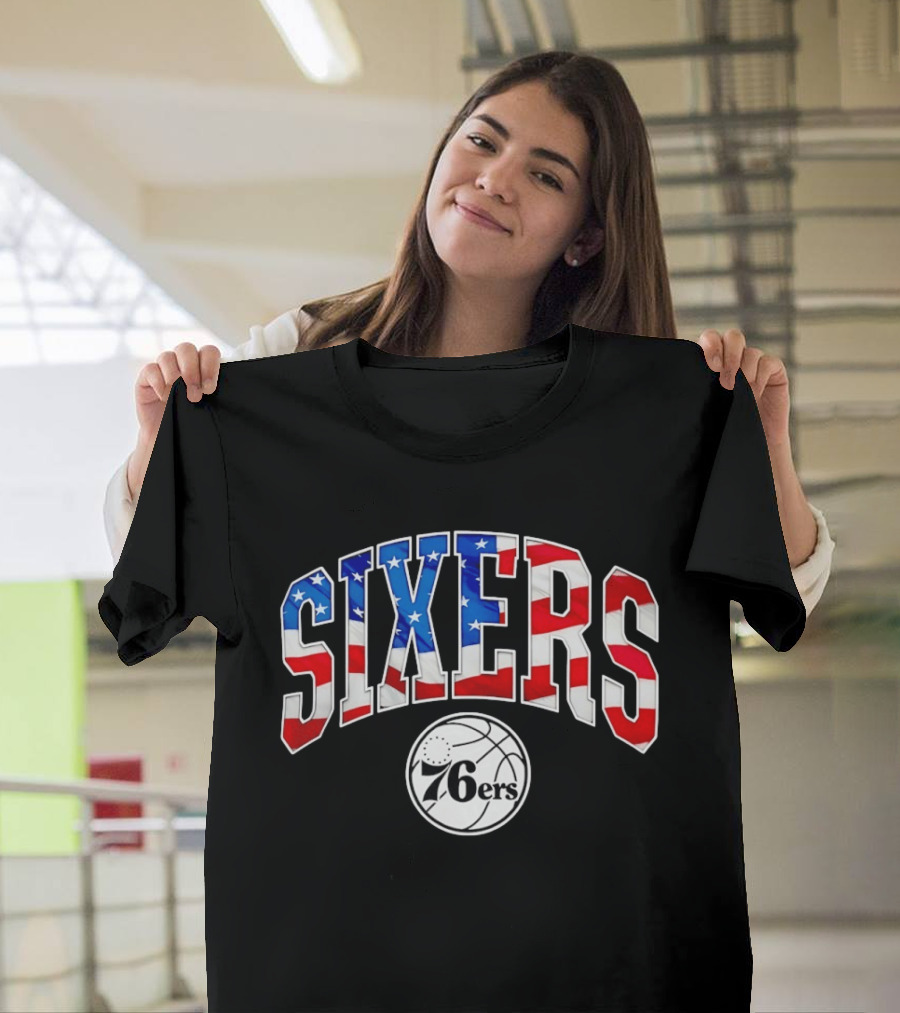Philadelphia 76ers Sixers American Flag NBA Basketball T-Shirt