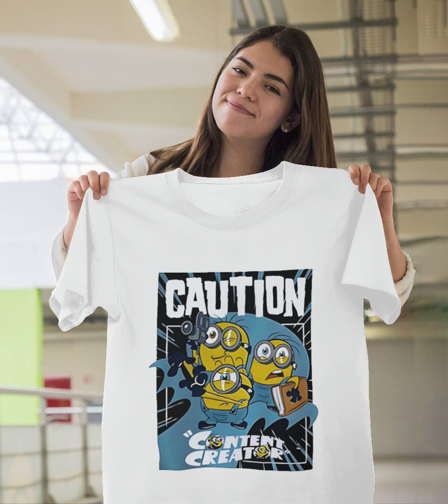 Caution Minions Content Creator Camera Book T-Shirt
