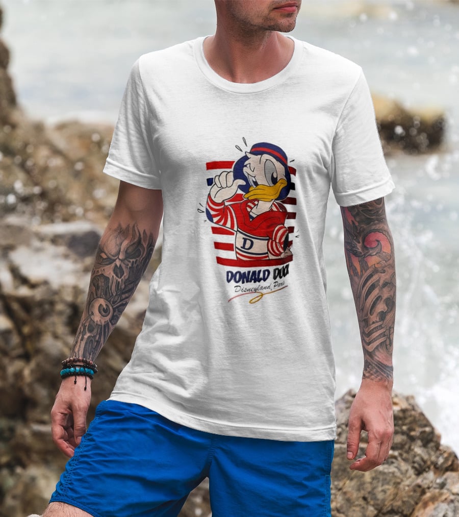 Donald Duck Disneyland Paris Red And White Striped Outfit T-Shirt