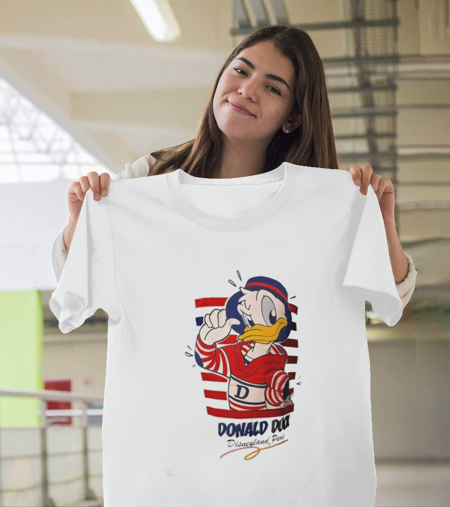 Donald Duck Disneyland Paris Red And White Striped Outfit T-Shirt