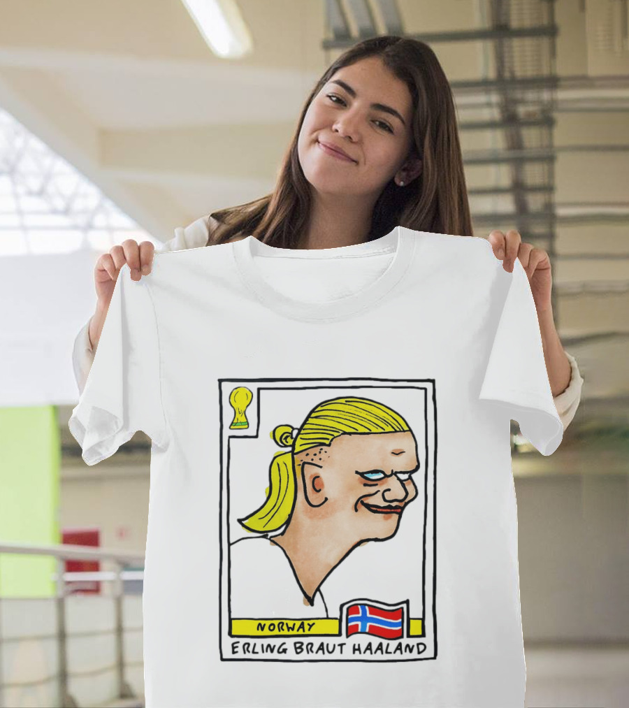 Norway Erling Braut Haaland Caricature Football Trading Card T-Shirt