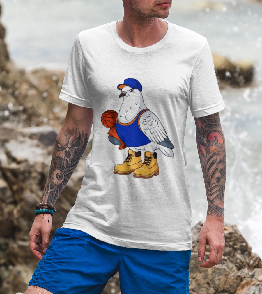 NYC Pigeon New York Forever Basketball Player Cartoon Pigeon In Jersey With Basketball T-Shirt