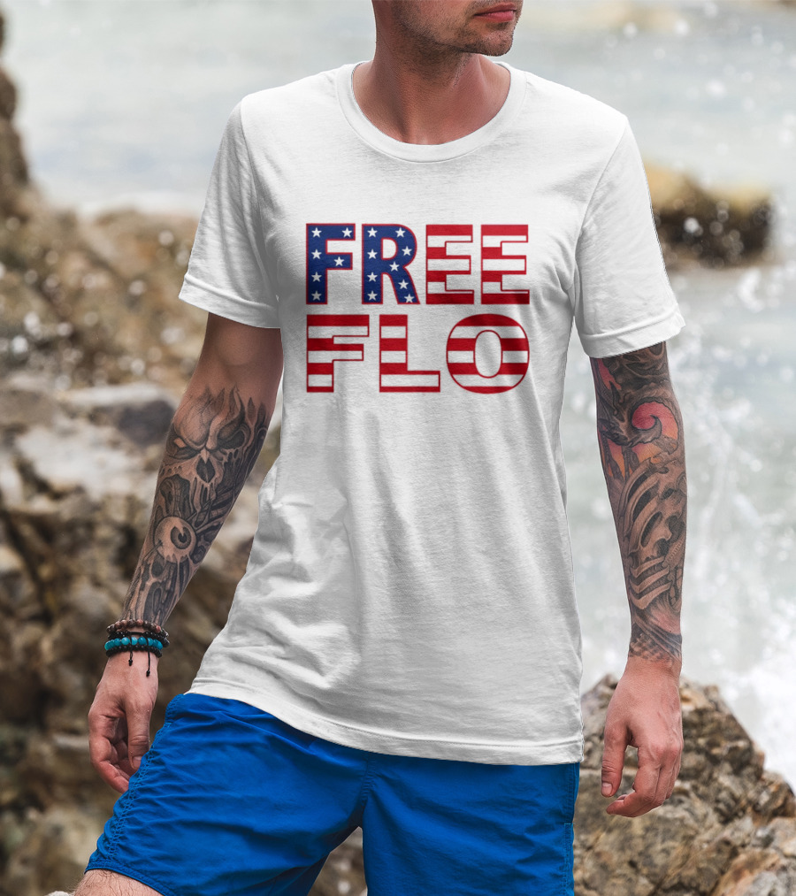 Free Flo USA Flag Stars Stripes Patriotic T-Shirt
