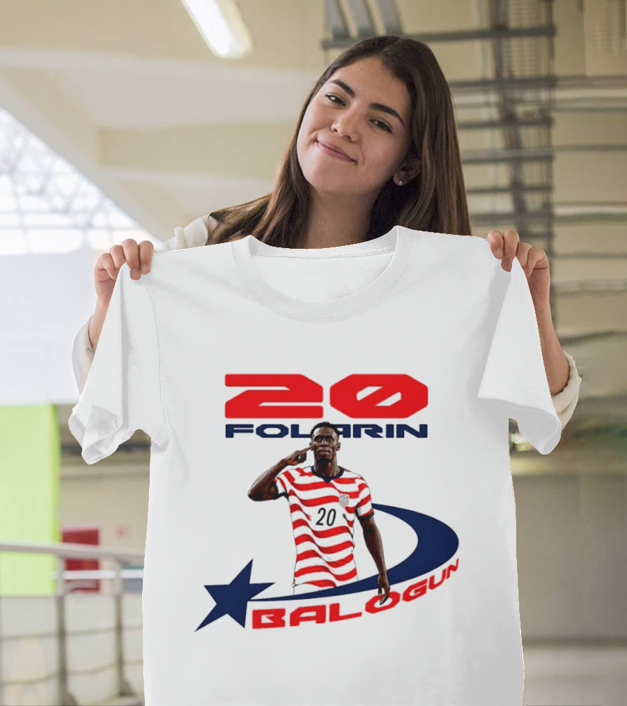 Folarin Balogun 20 Striped United States Soccer Team Star T-Shirt
