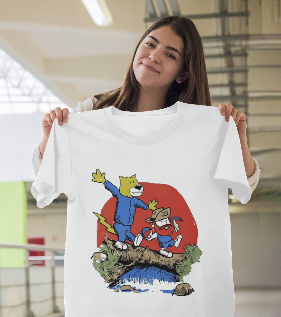 Denver Nuggets Rocky Mountain Lion Cartoon Adventure With Basketball T-Shirt
