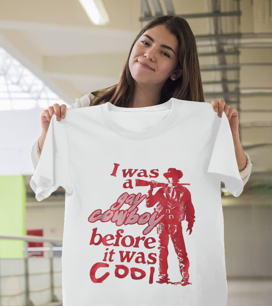 I Was A Gay Cowboy Before It Was Cool LGBTQ Pride Western Humor Red Figure T-Shirt