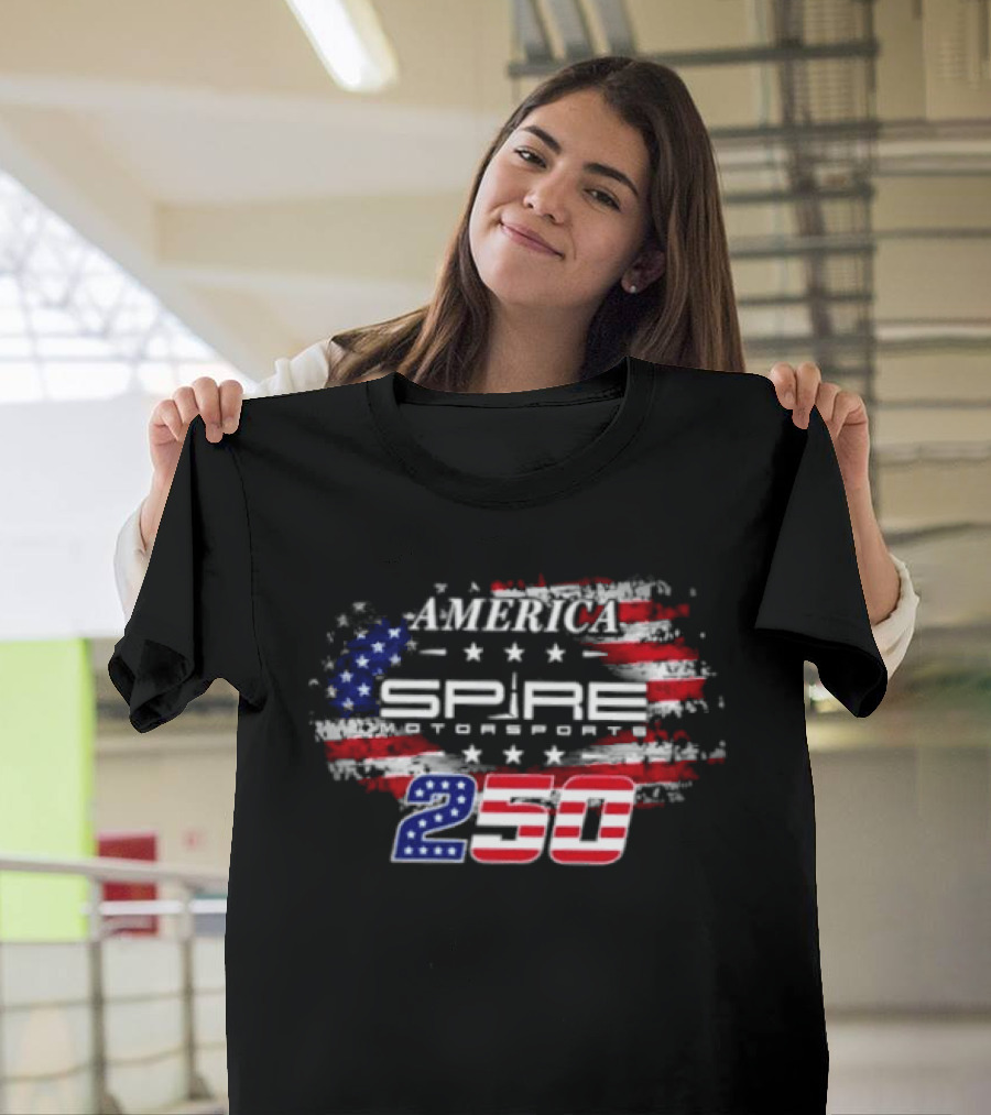 America Spire Motorsports 250 NASCAR Racing Stars And Stripes Flag T-Shirt