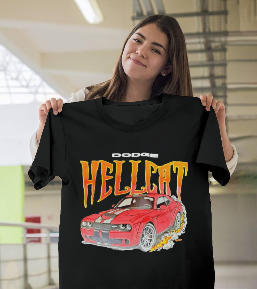 Dodge Hellcat Car Flames Drifting T-Shirt