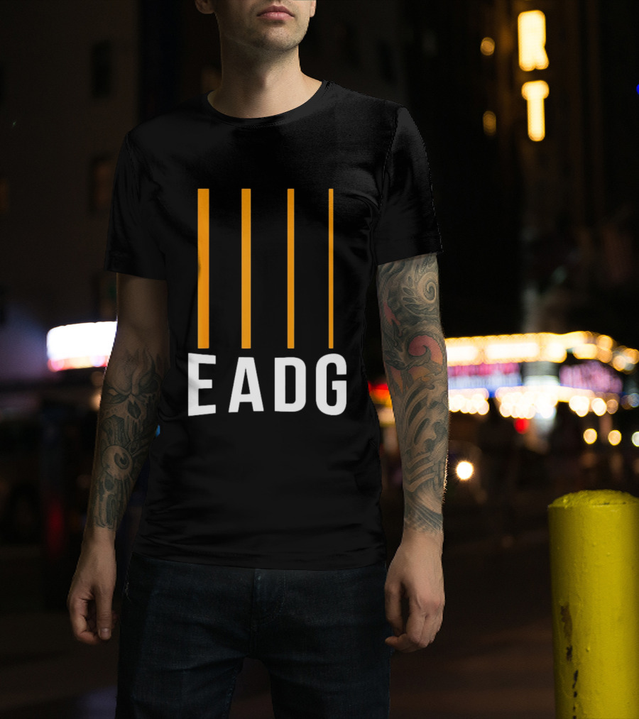 EADG Bass Guitar Four Strings Musician Vertical Lines T-Shirt