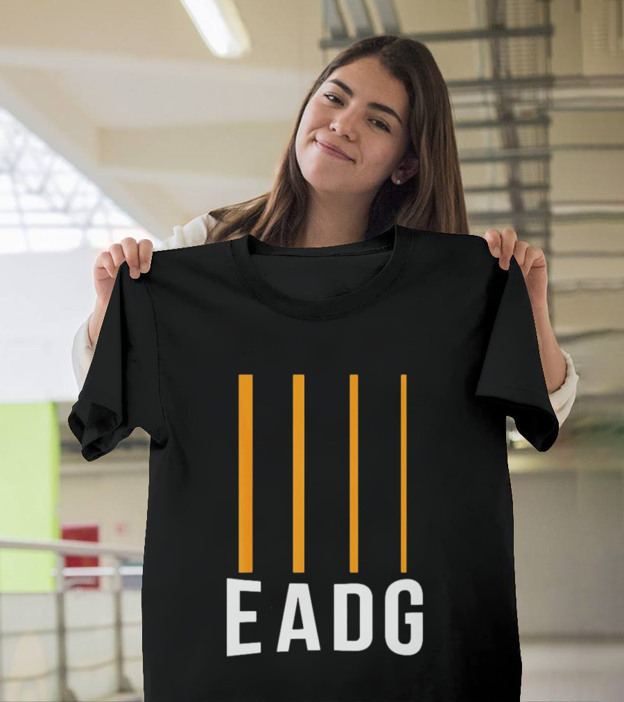 EADG Bass Guitar Four Strings Musician Vertical Lines T-Shirt