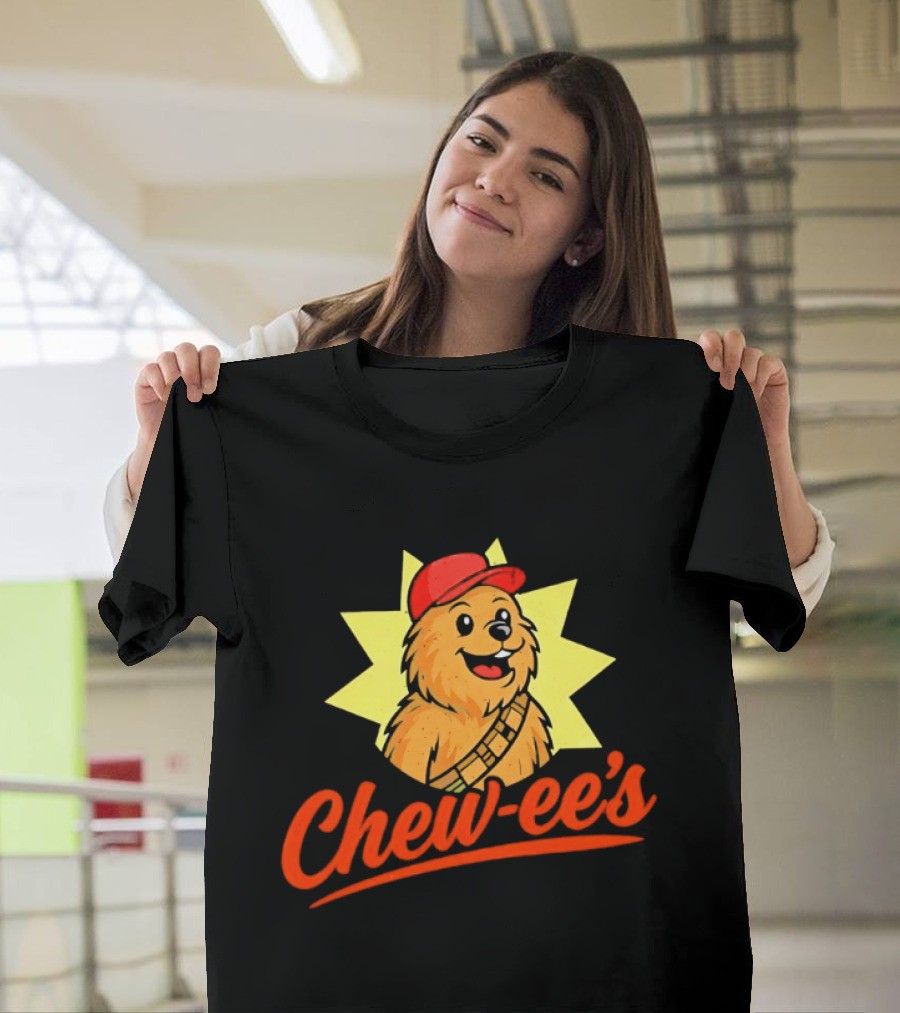 Chewbacca Chew Ee's Star Wars Snack Brand Cartoon Character With Red Hat T-Shirt