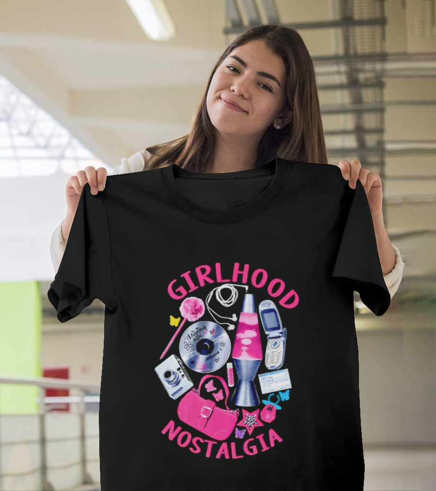 Girlhood Nostalgia Lava Lamp And Vintage Tech Accessories Throwback T-Shirt